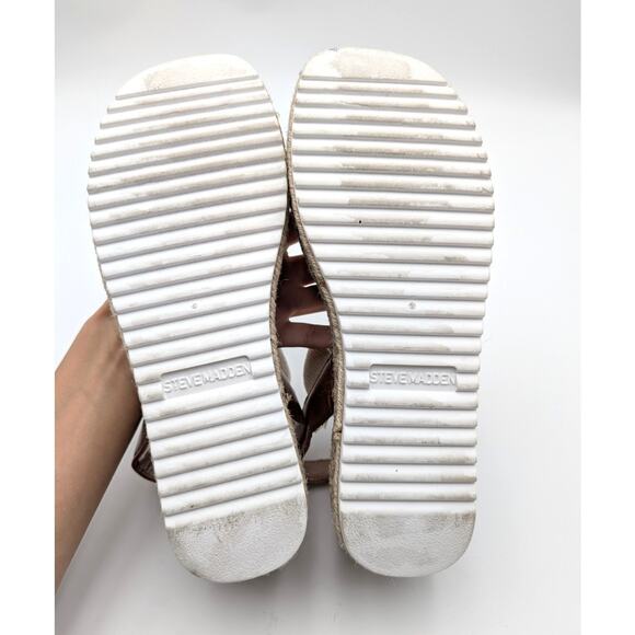 Steve Madden Jaklin Platform Espadrille Banded Sandals Women's Tan Size US9 - Picture 8 of 11